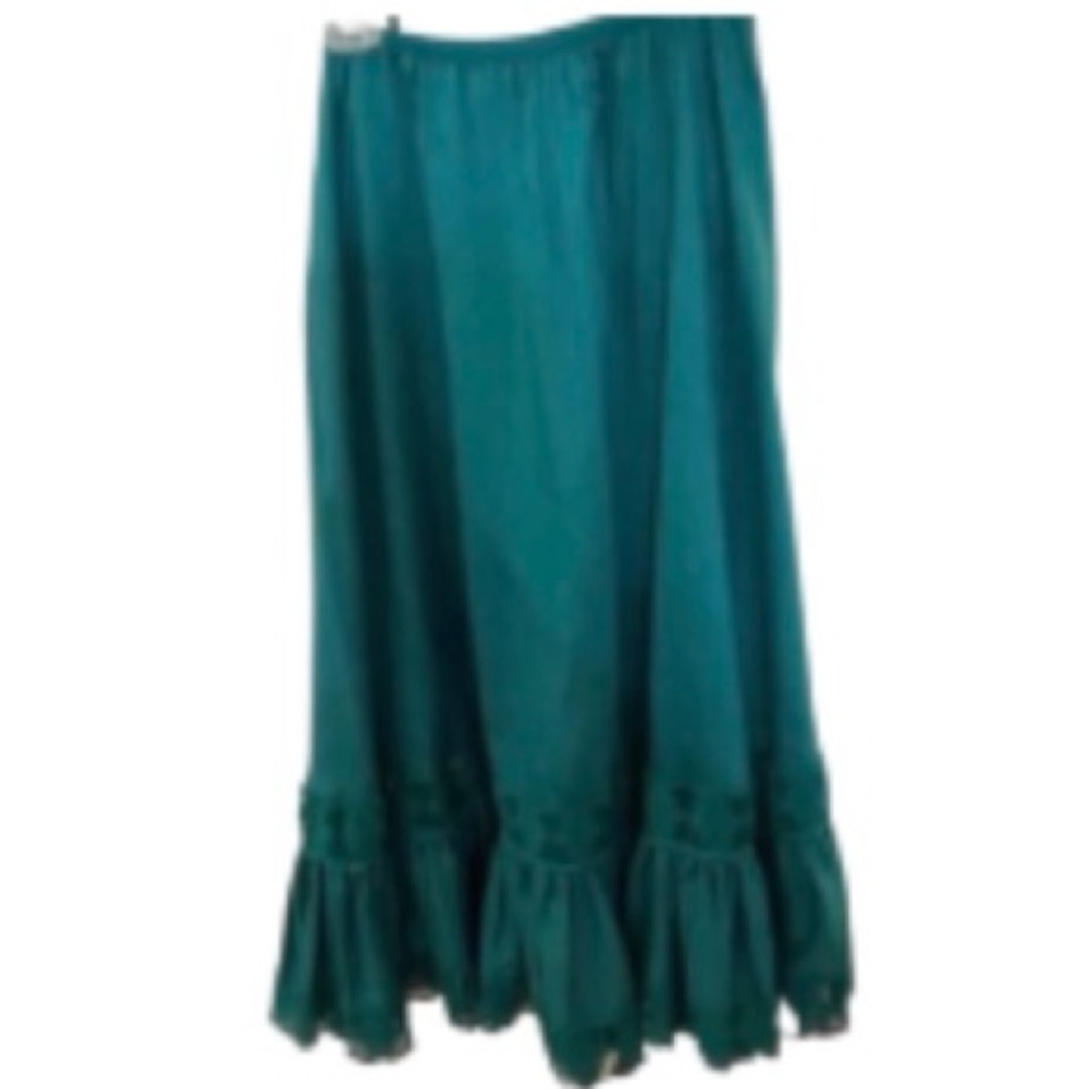 Vintage Flair New York Green Pleated Maxi Skirt Size Medium